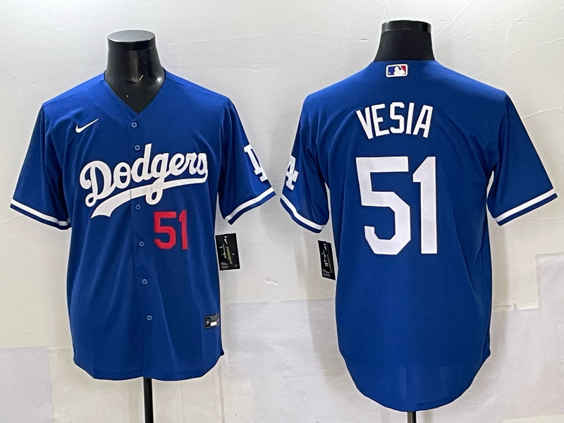 Men Los Angeles Dodgers 51 Vesia Blue Nike MLB 2025 Jersey style 06
